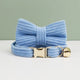Collier pour chat personnalisé en velours original Bleu avec nœud 