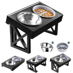 Gamelle surélevée anti-glouton réglable en inox anti-dérapante c trois bols