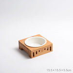 Gamelle pour chat avec socle en bambou simple