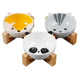 3 Gamelles pour chat design avec motifs d'animaux une panda une chat une renard sur fond blanc