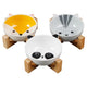 3 Gamelles pour chat design avec motifs d'animaux une panda une chat une renard sur fond blanc