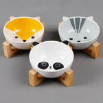 3 Gamelles pour chat design avec motifs d'animaux une panda une chat une renard