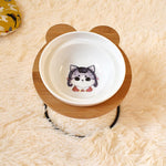 Gamelle pour chat design en céramique et hauteur avec motif chat veste rouge