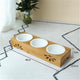 Gamelle pour chat avec socle en bambou dimensions triple