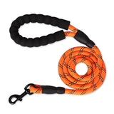 Laisse pour chien corde tressée en nylon réfléchissante orange