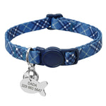 Collier pour chat avec médaille anti-étranglement bleu foncé