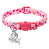 Collier pour chat avec médaille anti-étranglement rose et rouge