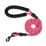 Laisse pour chien corde tressée en nylon réfléchissante rose