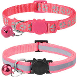 Collier pour chat avec clochette anti-étranglement rose