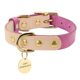 Collier pour chien en cuir de luxe rouge rose