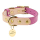 Collier pour chien en cuir de luxe rouge rose