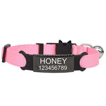 Collier pour chat en nylon personnalisé rose et noir