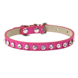 Collier en strass pour chat rose rouge