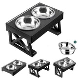 Gamelle surélevée anti-glouton réglable en inox anti-dérapante a deux bols