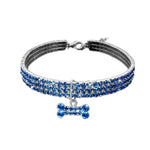 Collier pour chat avec diamants bleu os