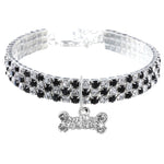 Collier pour chat avec diamants noir blanc os