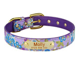 Collier pour petit chien personnalisé violet avec motifs